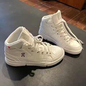 ON high top white women’s sneakers